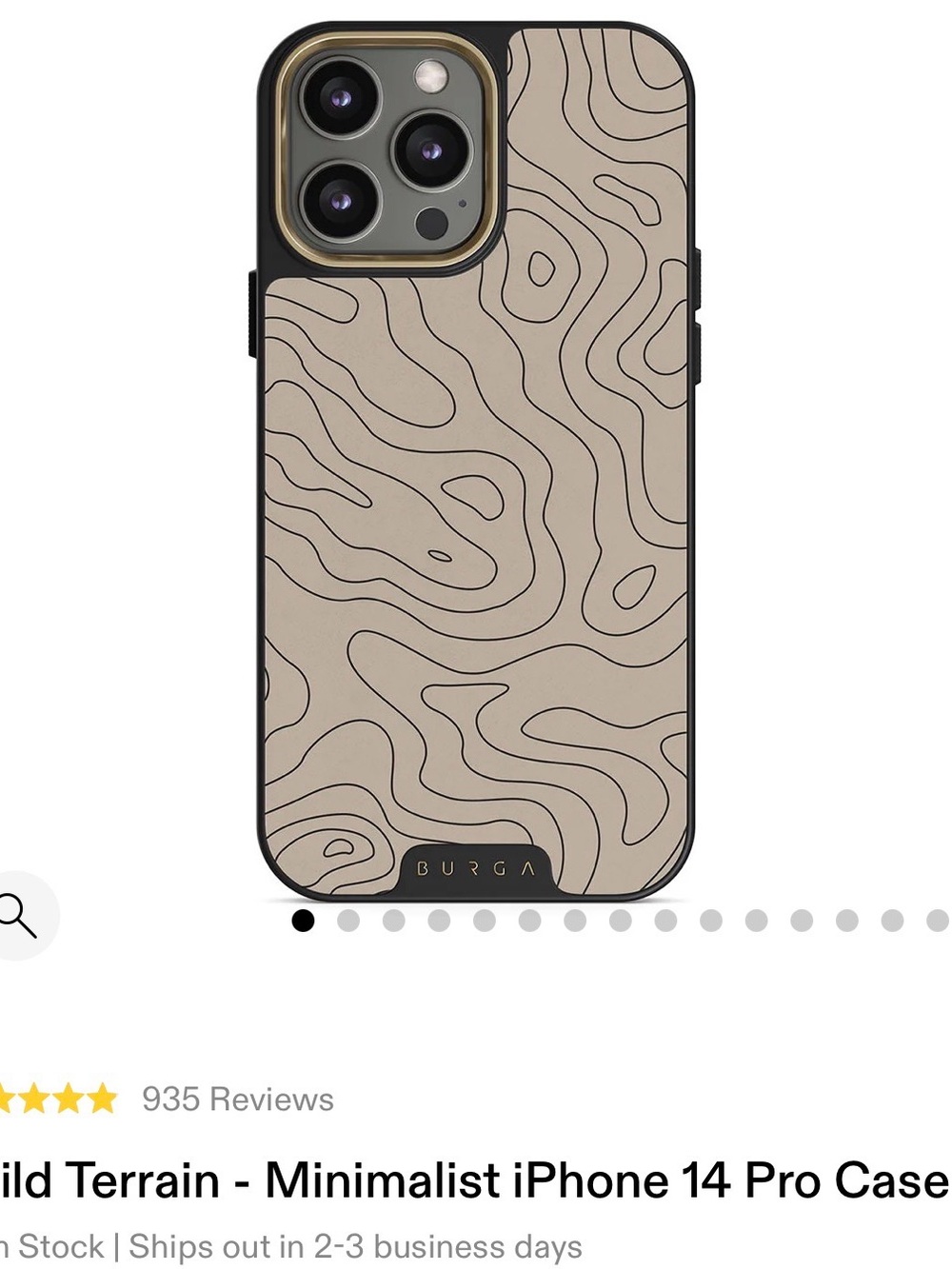 BURGA Beige Topographic iPhone 14 Pro Case